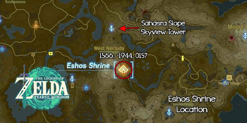 Eshos Shrine location in Zelda: Tears of the Kingdom.