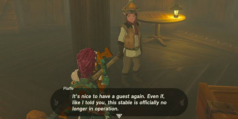 Speaking with the stablehand Piaffe in Zelda: Tears of the Kingdom.