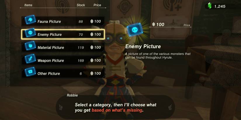 Robbie selling photos in Zelda: Tears of the Kingdom