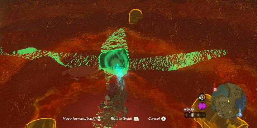 Using Ultrahand to collect the chest in Misko's Cave of Chests in Zelda: Tears of the Kingdom.