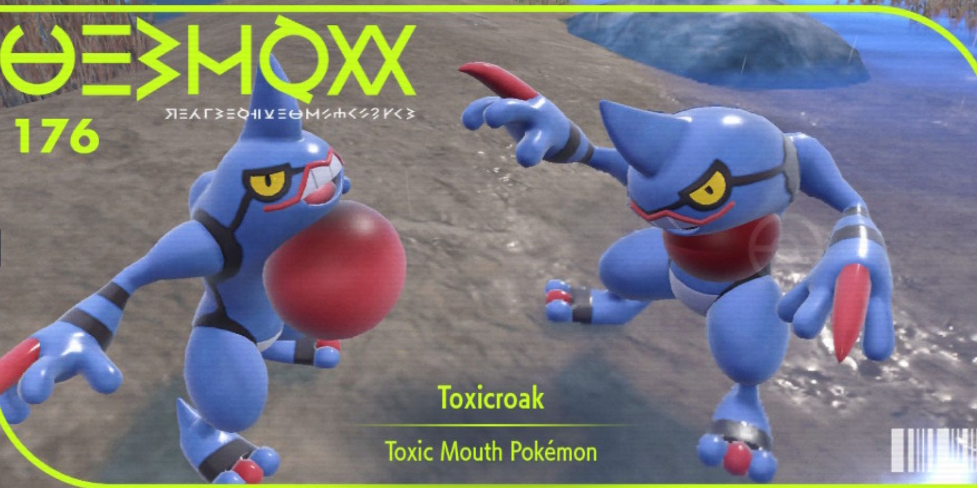 The pokedex cover image for Toxicroak in Pokemon Scarlet & Violet