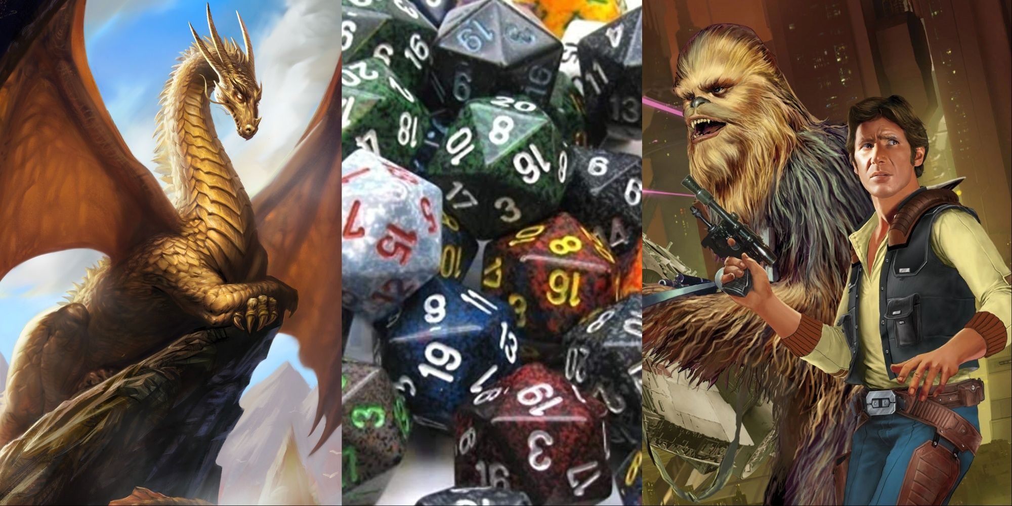 ttrpg title image godlen dragon pathfinder D&D dice han solo and chewy star wars -1