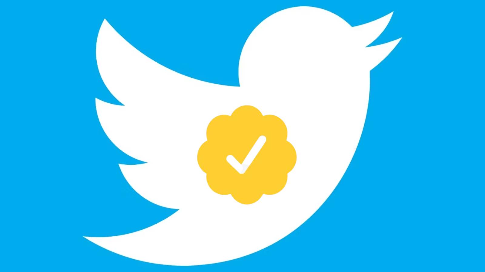 twitter logo and gold checkmark