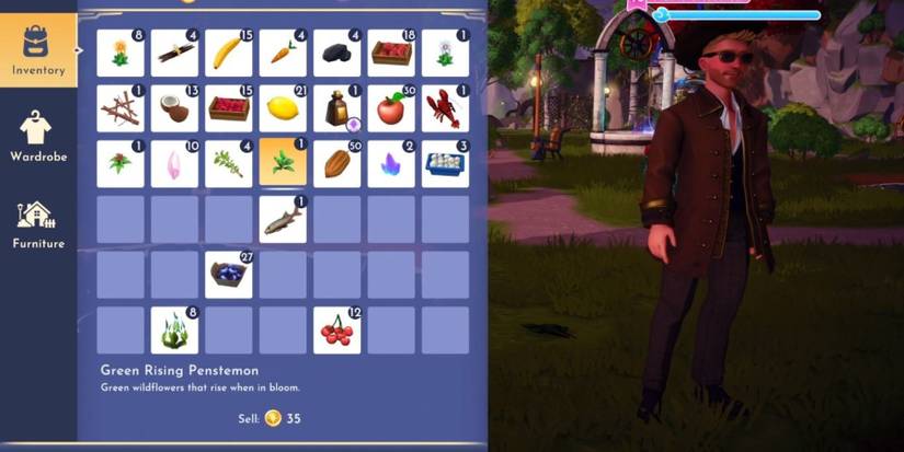 green rising penstemon in player's inventory dreamlight valley