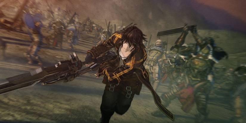 Valkyria Revolution protagonist charging into battlle