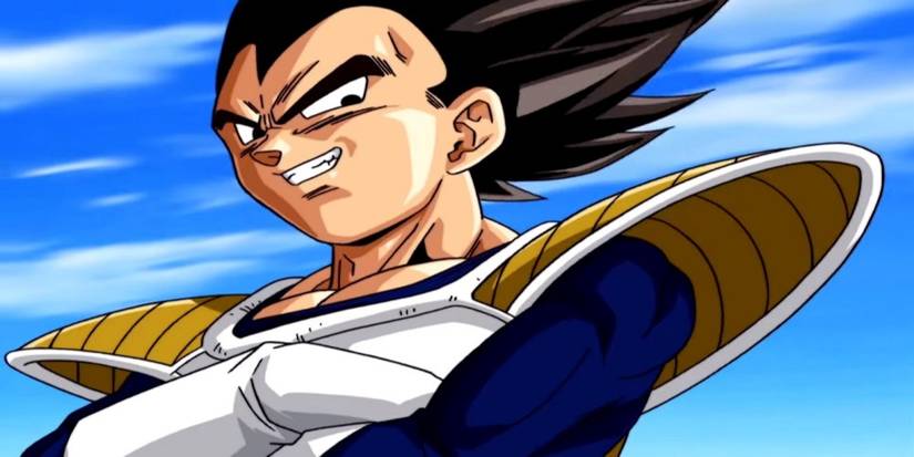 A grinning Vegeta as he appears in the opening for Dragon Ball Z Kai