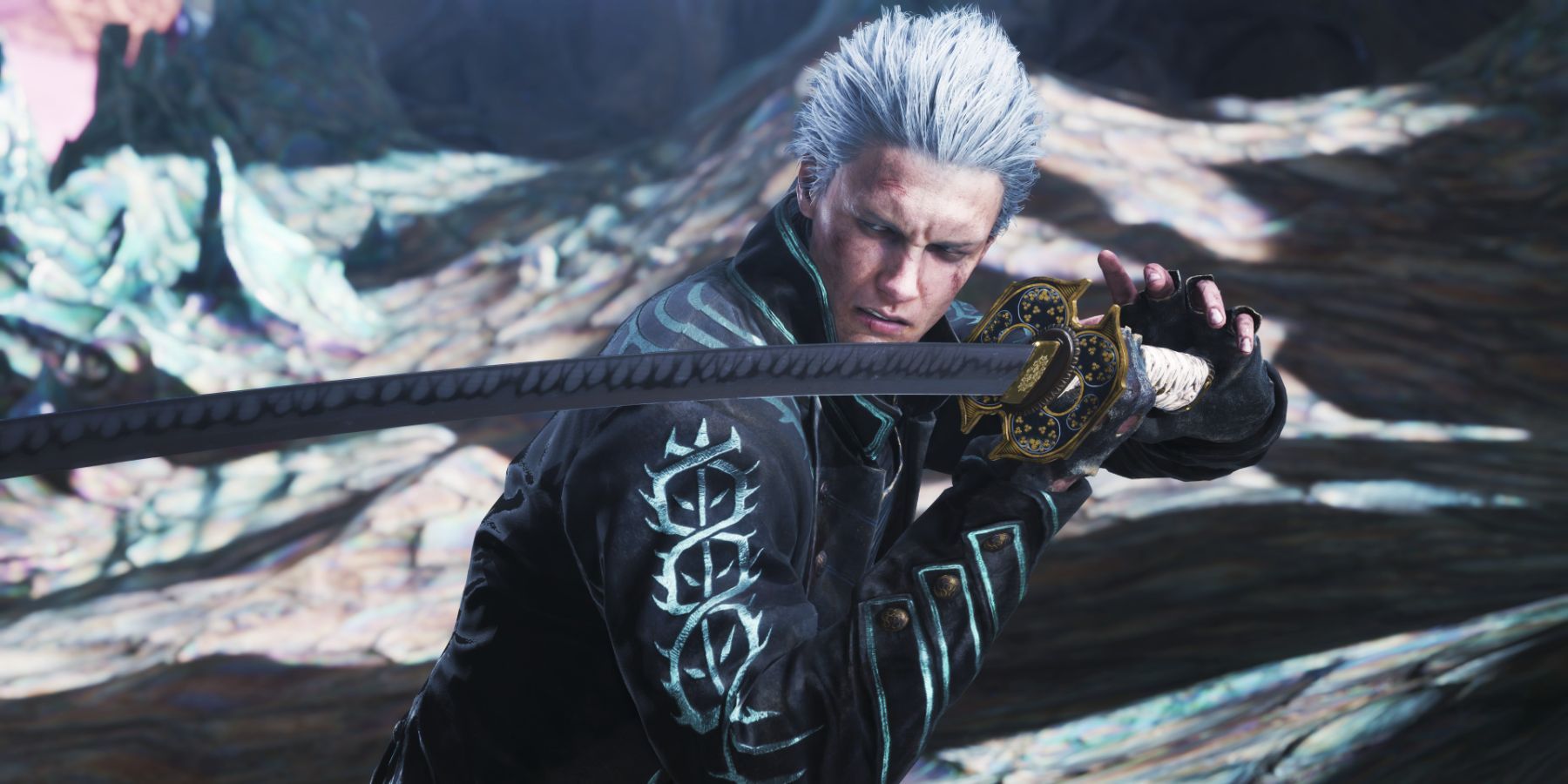 Vergil readying his stance against an enemy
