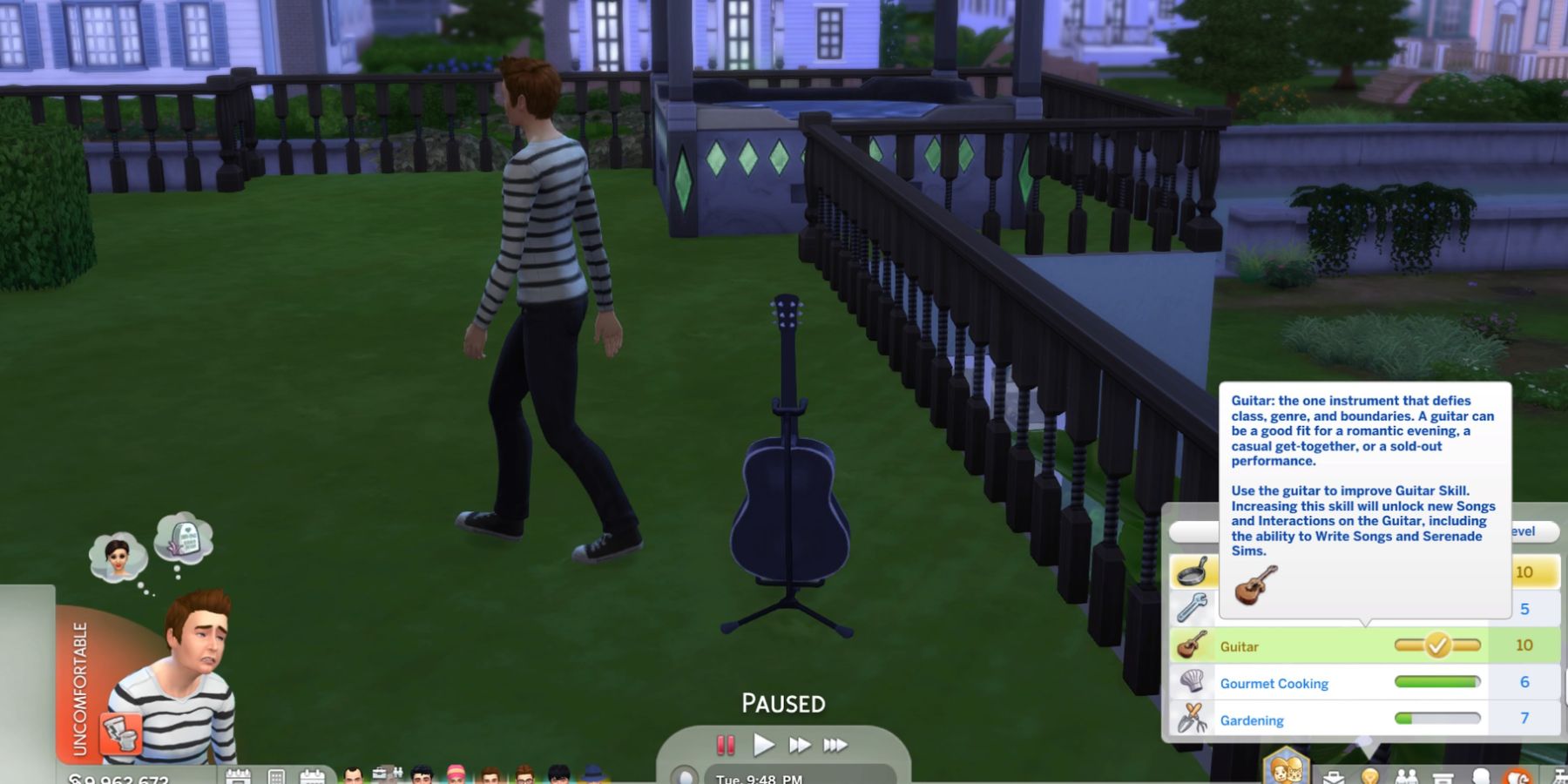 The guitar skill in The Sims 4