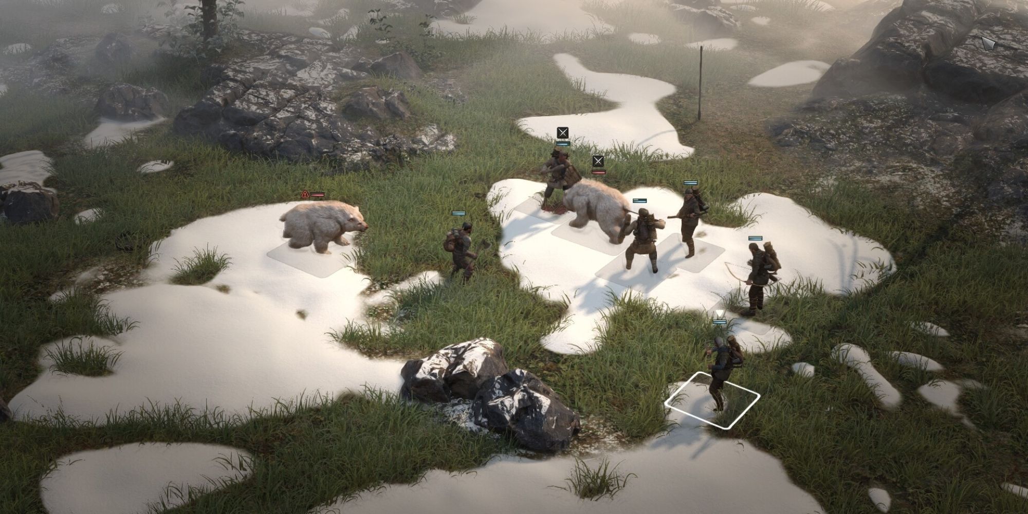 The player and their party being attacked by bears in Wartales