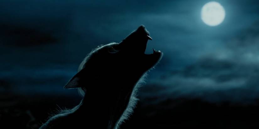 Remus Lupin the Werewolf howls at the moon in Harry Potter and the Prisoner of Azkaban.