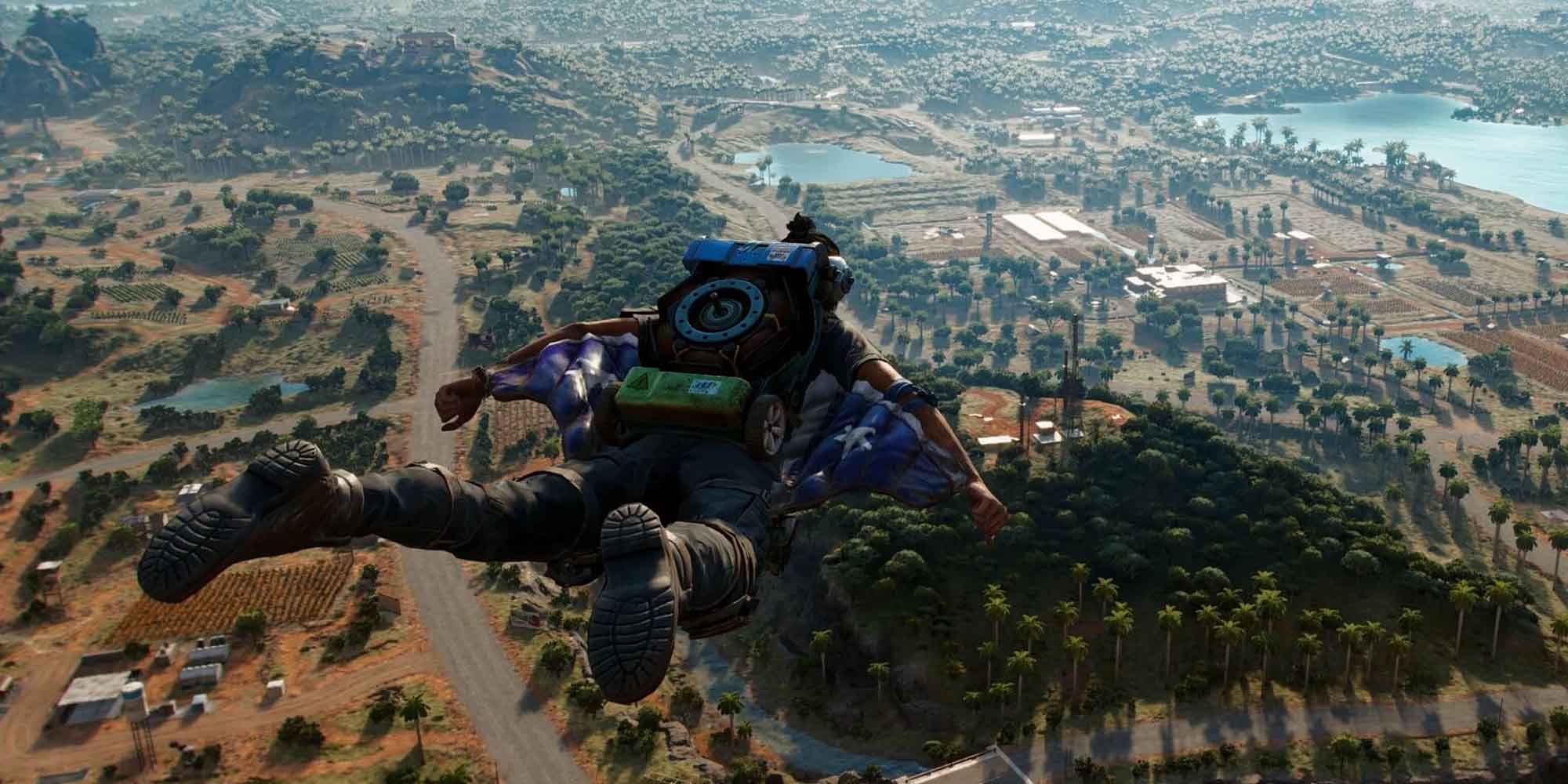 Using the Wingsuit to fly around Yara in Far Cry 6