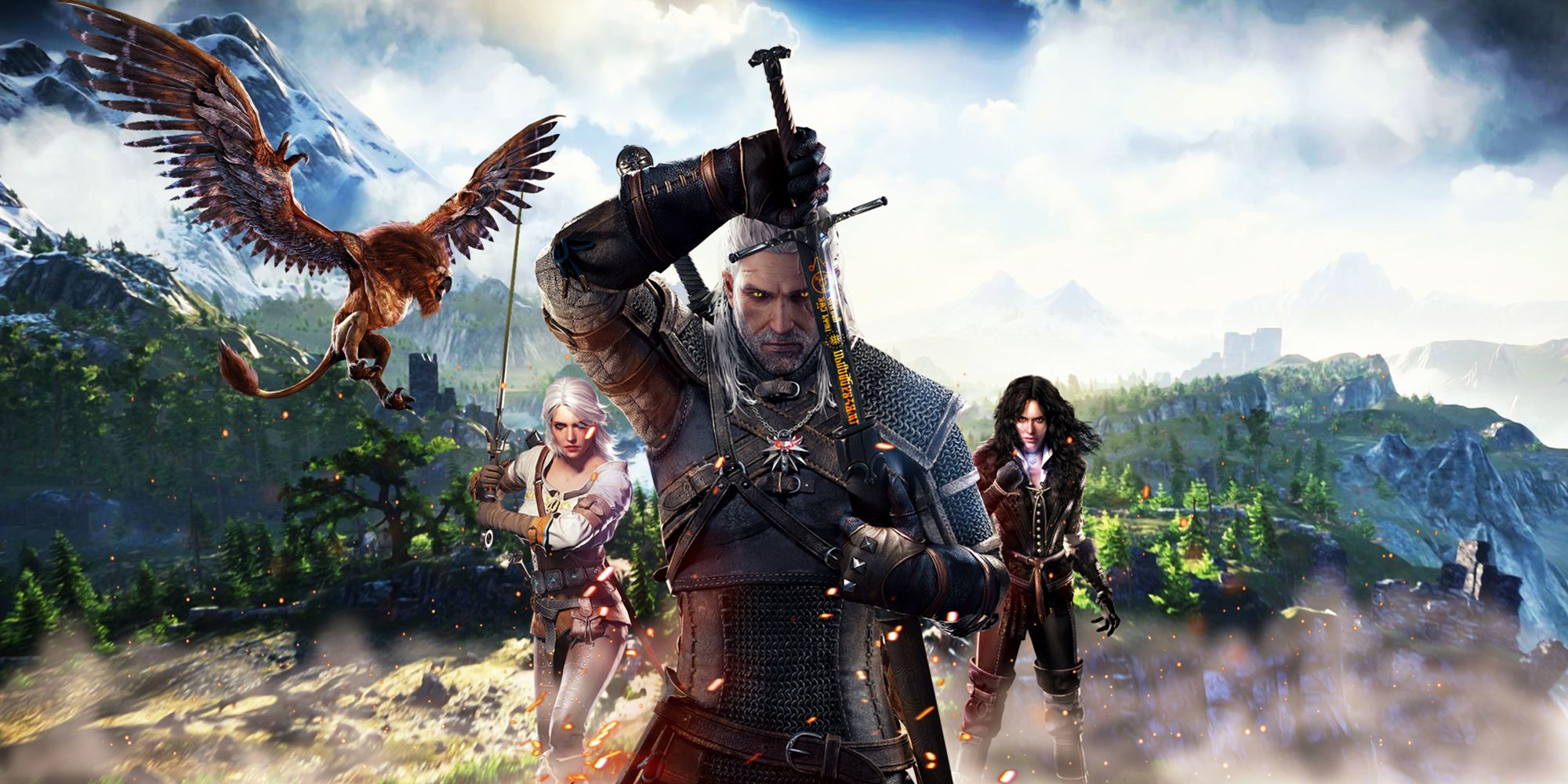 Witcher 3 Wild Hunt Background Involving Yennefer Geralt and Ciri