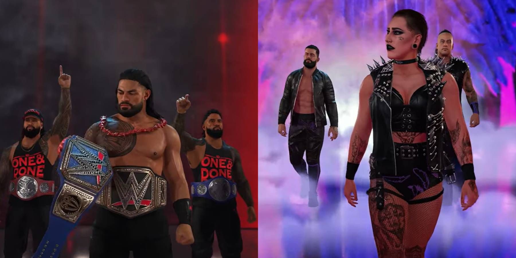 Entrance shots for The Bloodline and Judgment Day from WWE 2K23