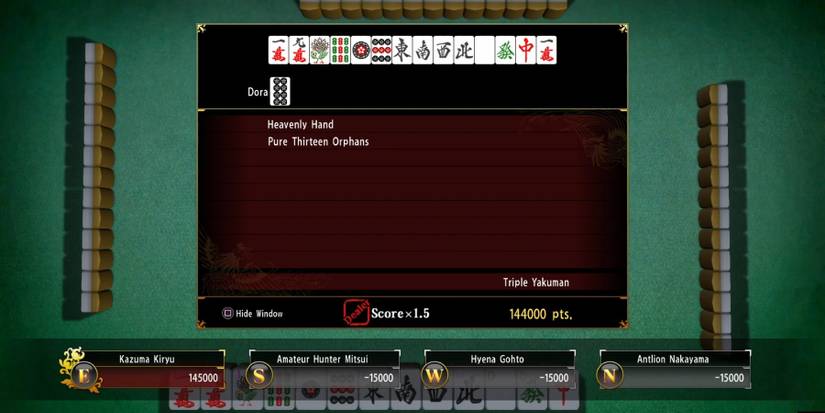 Yakuza Kiwami 2 Against All Odds Mahjong Yakuman Thirteen Orphans