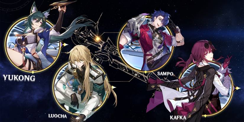 yukong-luocha-sampo-and kafka in honkai star rail