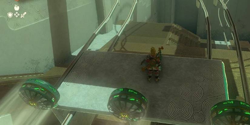 Link Travelling Across Rails On A Platform With Fans Connected