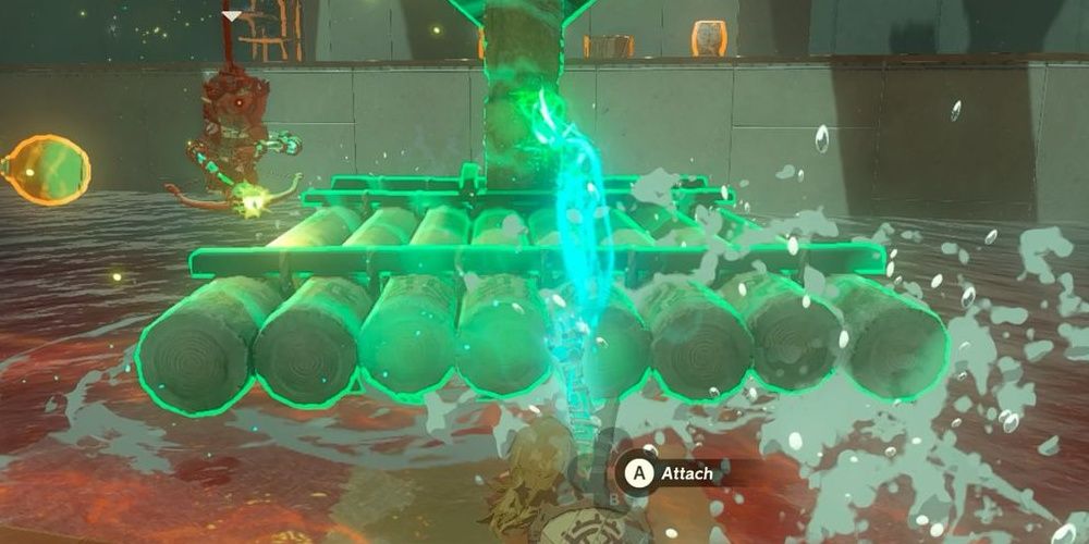 Link Moving A Platform To Defend Against Enemies In Sifumim Shrine