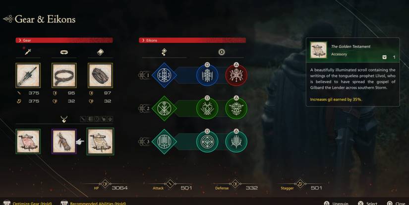 The Golden Testament accessory in Final Fantasy 16