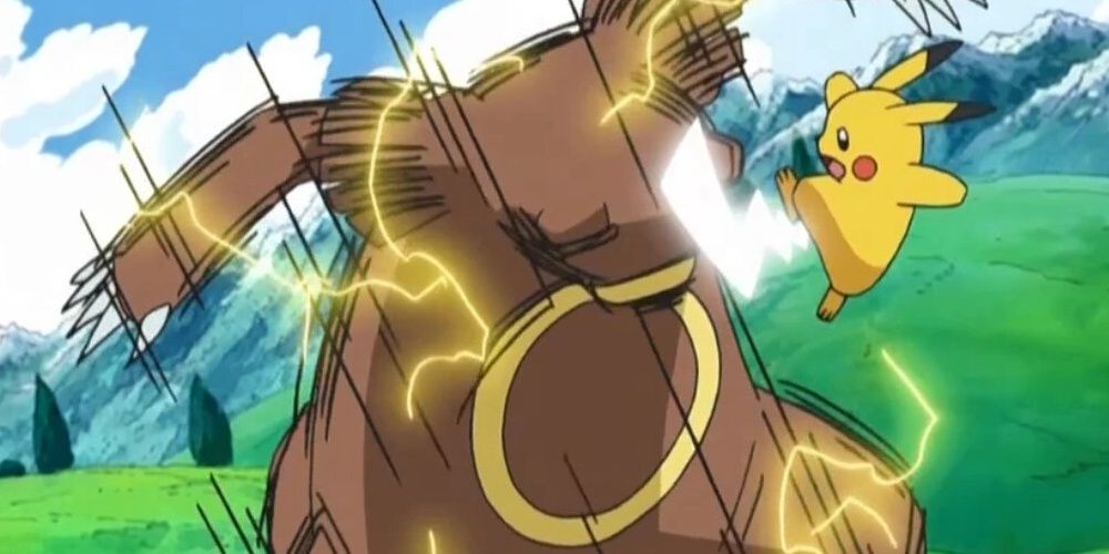 Pikachu Using Its Electric Tail On A Ursaring