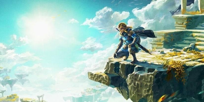 Link Standing Above A Sky Island