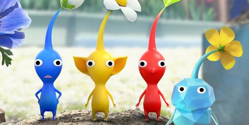 Four Pikmin Standing Together In A Row