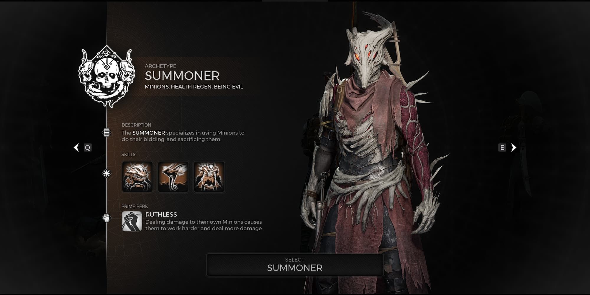 The Summoner class in Remnant 2's character creator
