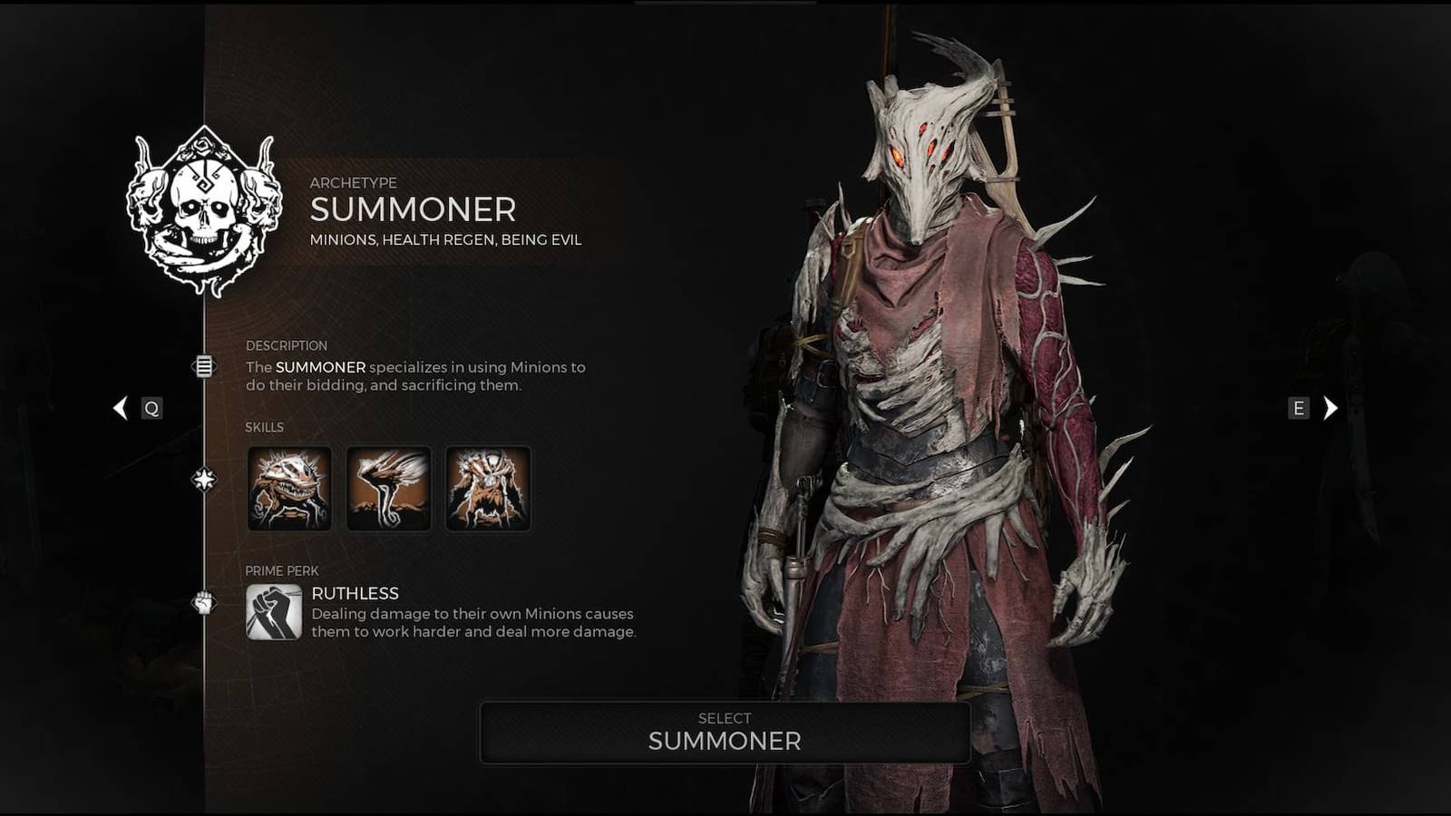 The Summoner class in Remnant 2's character creator