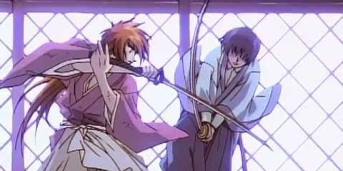 Kenshin and Sojiro battling 