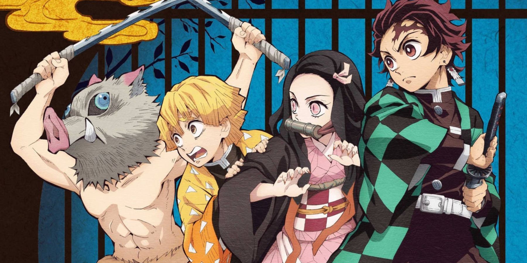 Demon Slayer anime Tanjiro Kamado Nezuko Kamado Zenitsu Agatsuma Inosuke Hashibira