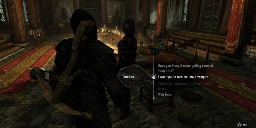 The Dragonborn speaks to Serana in Skyrim