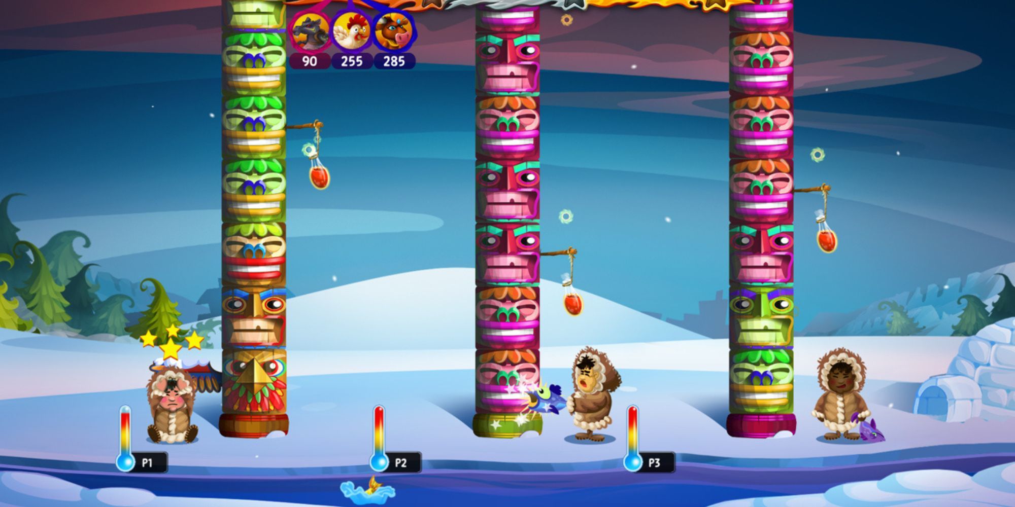 One of many games in the 30-In-1 Game Collection played by three players