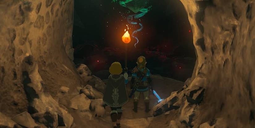 Link And Zelda Exploring Hyrule Cave
