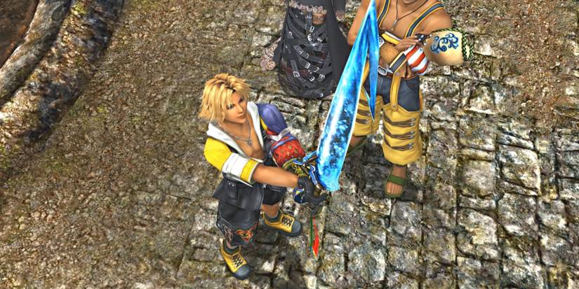 A cutscene featuring characters in Final Fantasy 10