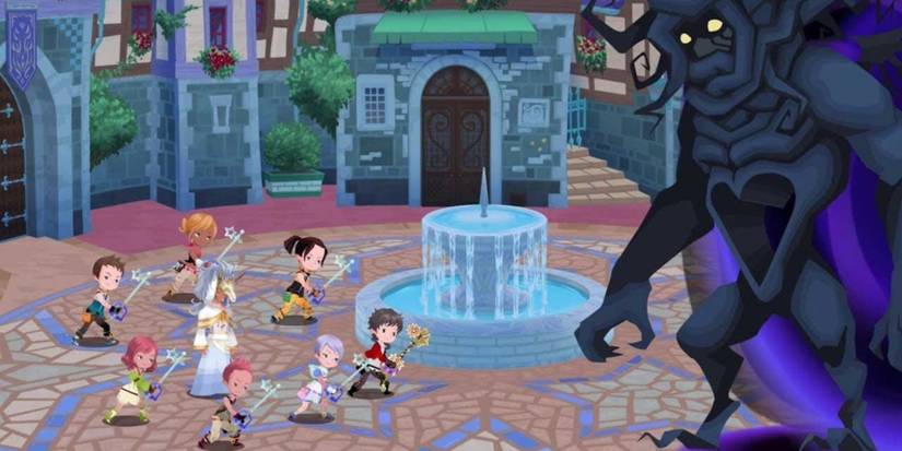 A cutscene featuring characters in Kingdom Hearts Unchained X