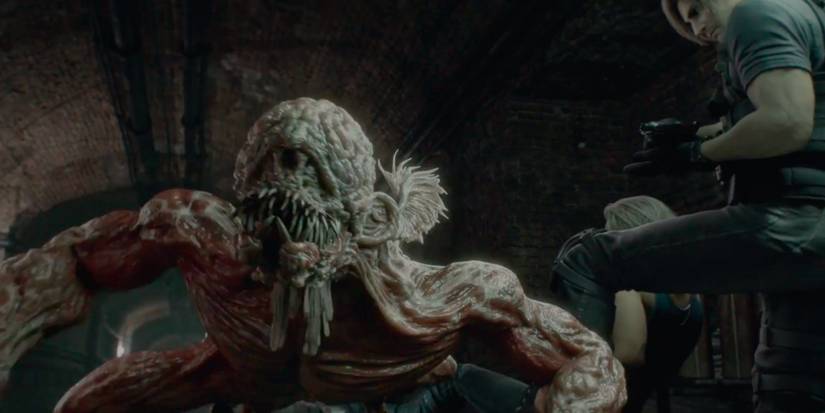 A licker stalking Jill and Leon in Resident Evil Death Island