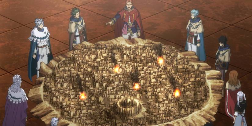 Captains in front of a model of the Royal Capital 