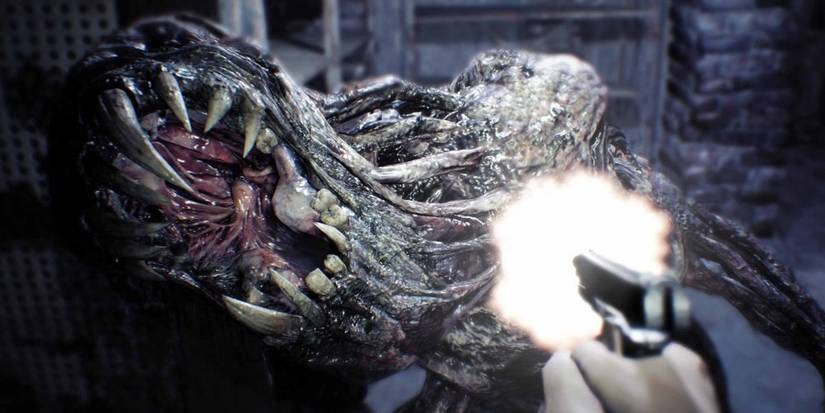 Clancy Fighting Off A Moulded In Resident Evil 7
