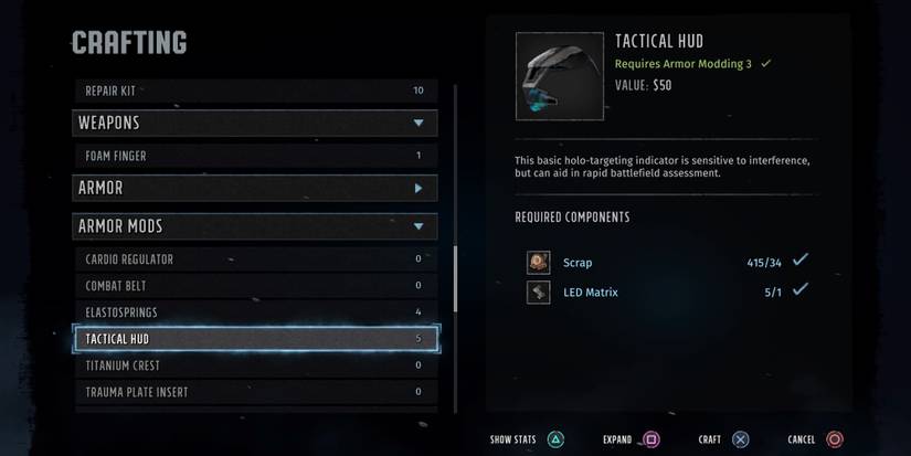 crafting armor mods in wasteland 3