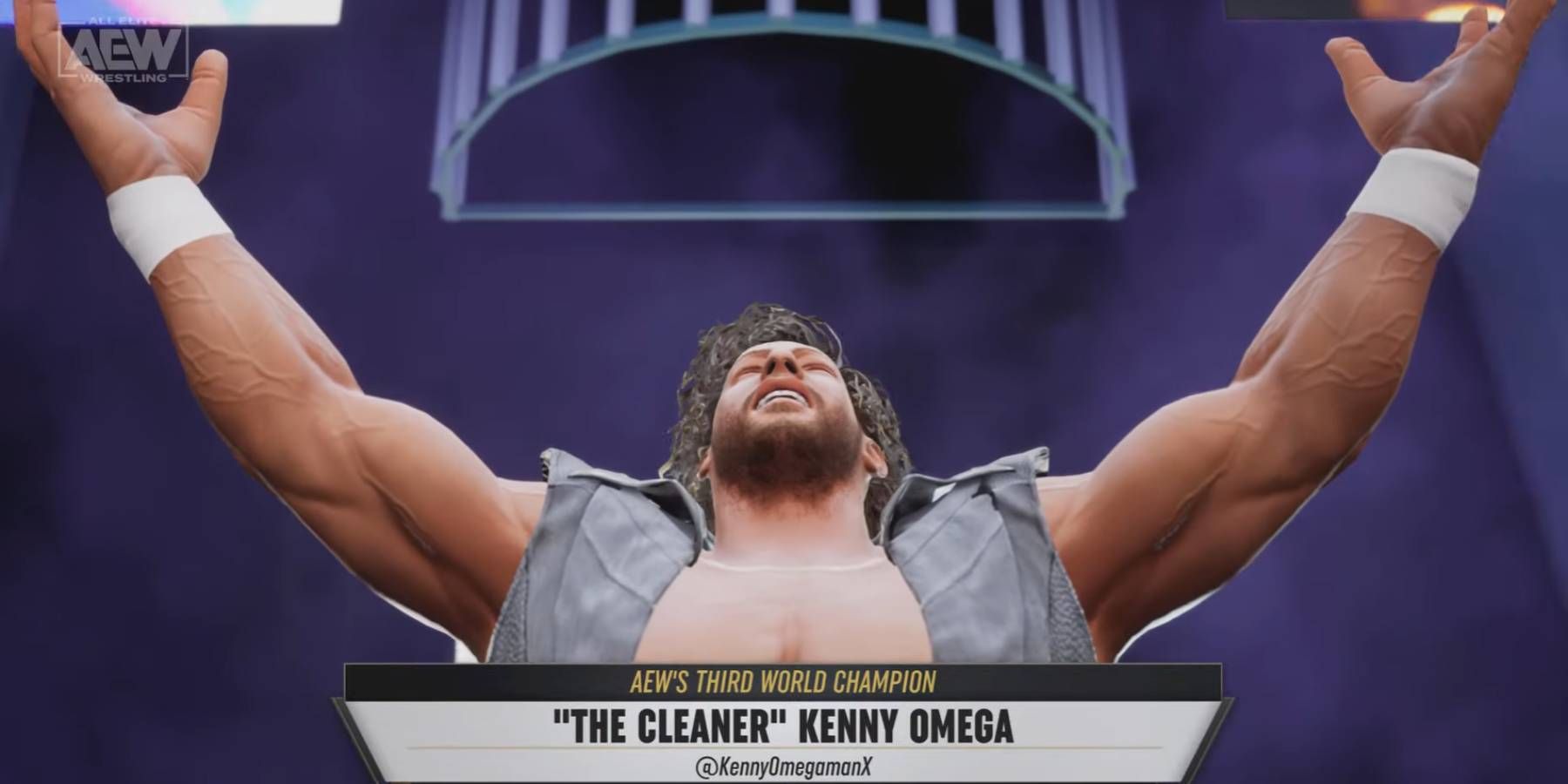 A screenshot from Kenny Omega's entrance in AEW Fight Forever