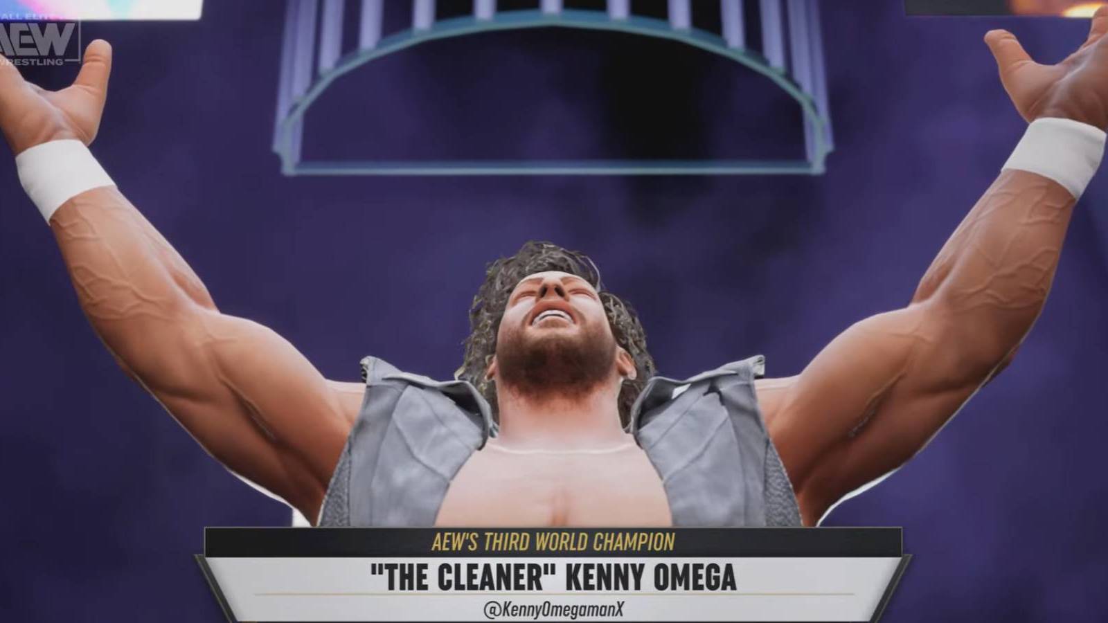 A screenshot from Kenny Omega's entrance in AEW Fight Forever