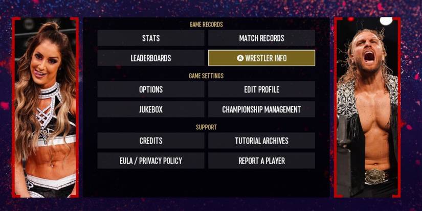 AEW Fight Forever Wrestler Info menu