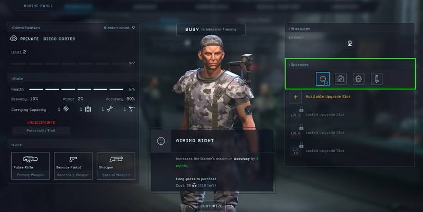 Aliens Dark Descent Marine Upgrades