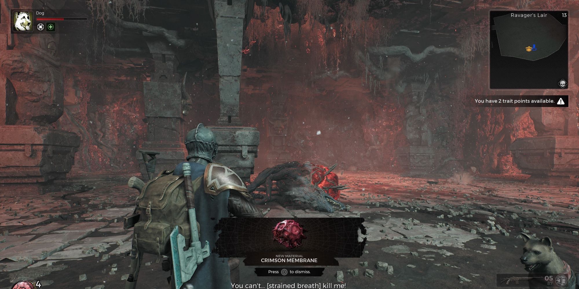 A player receiving the Crimson Membrane item for completing an Alternate Kill in Remnant 2