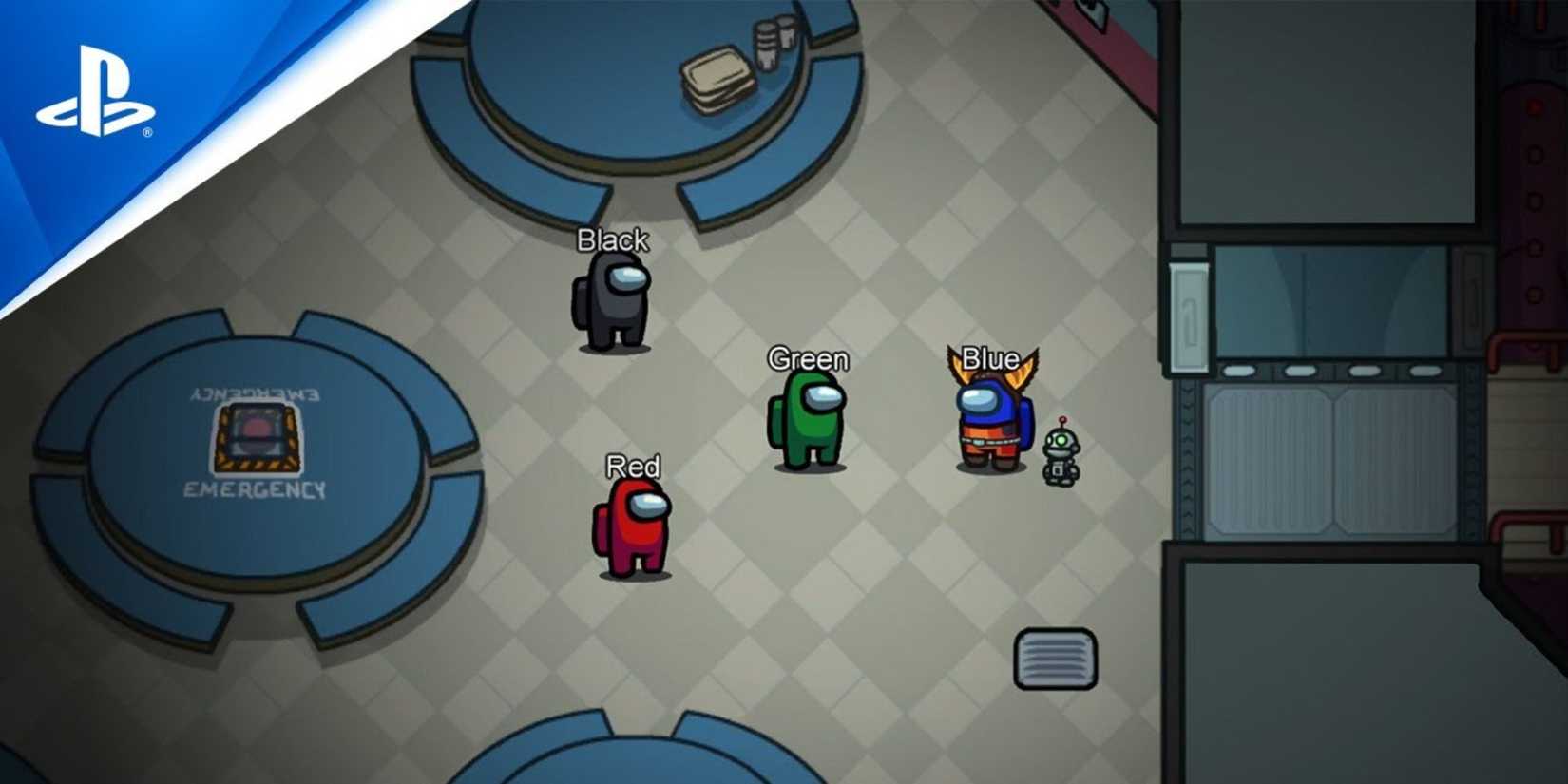 Among Us players gathered in the cafeteria.