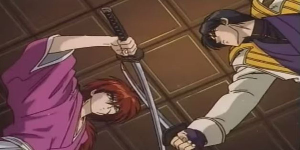 Kenshin and Aoshi pre battle stance