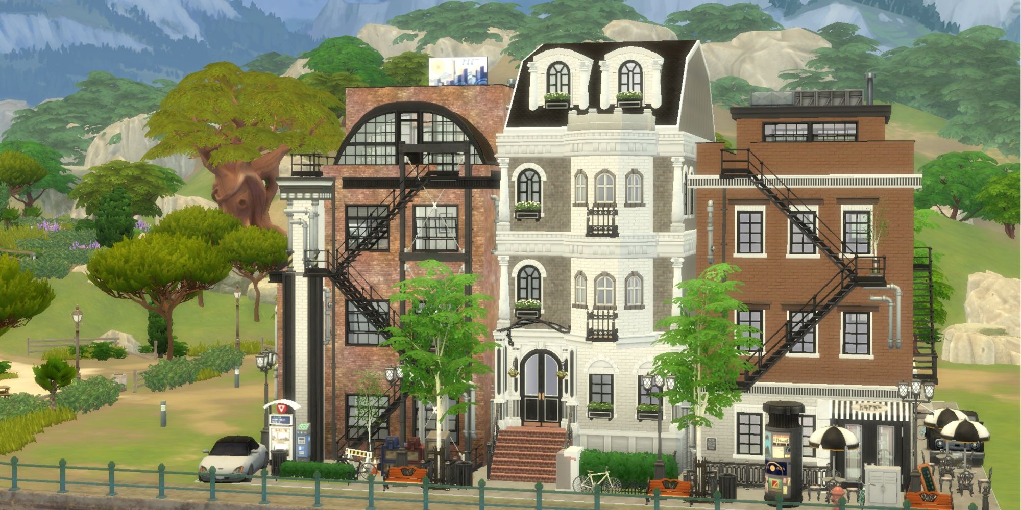 Apartment blocks built in The Sims 4