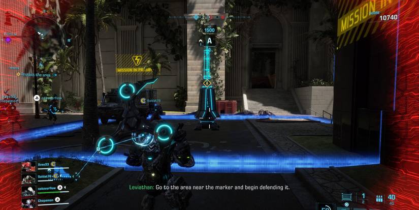 An in-game image of the Area Defense war game in Exoprimal