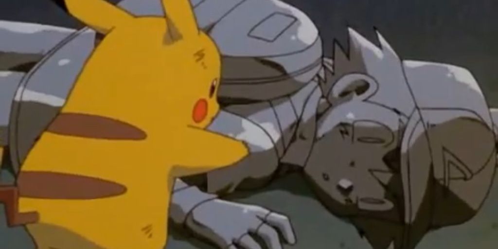 Ash as a statue in Pokemon: The First Movie