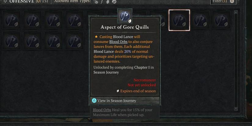 The Aspect of Gore Quills in Diablo 4