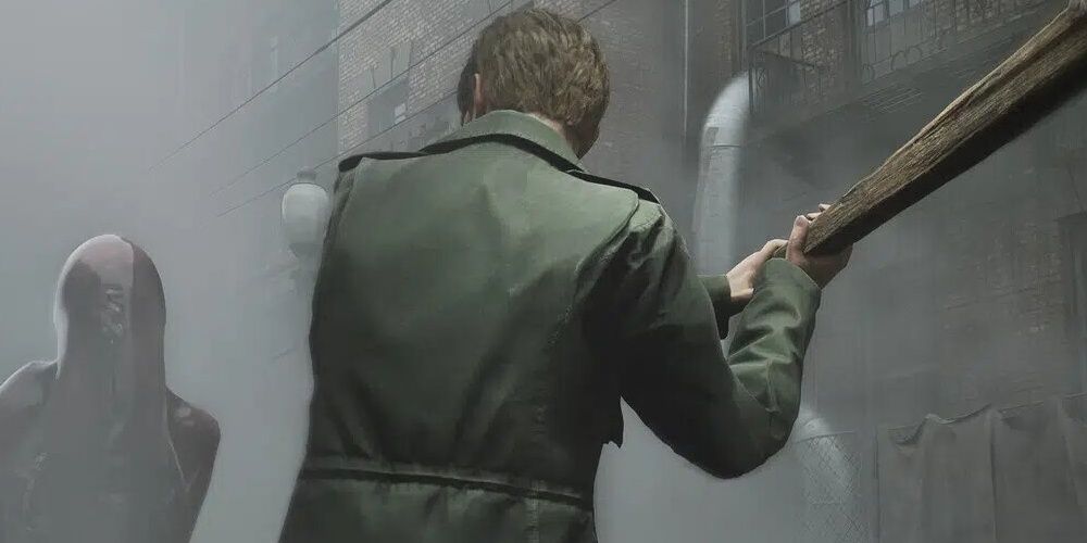 James Swinging A Plank Of Wood In Silent hill 2 Remake
